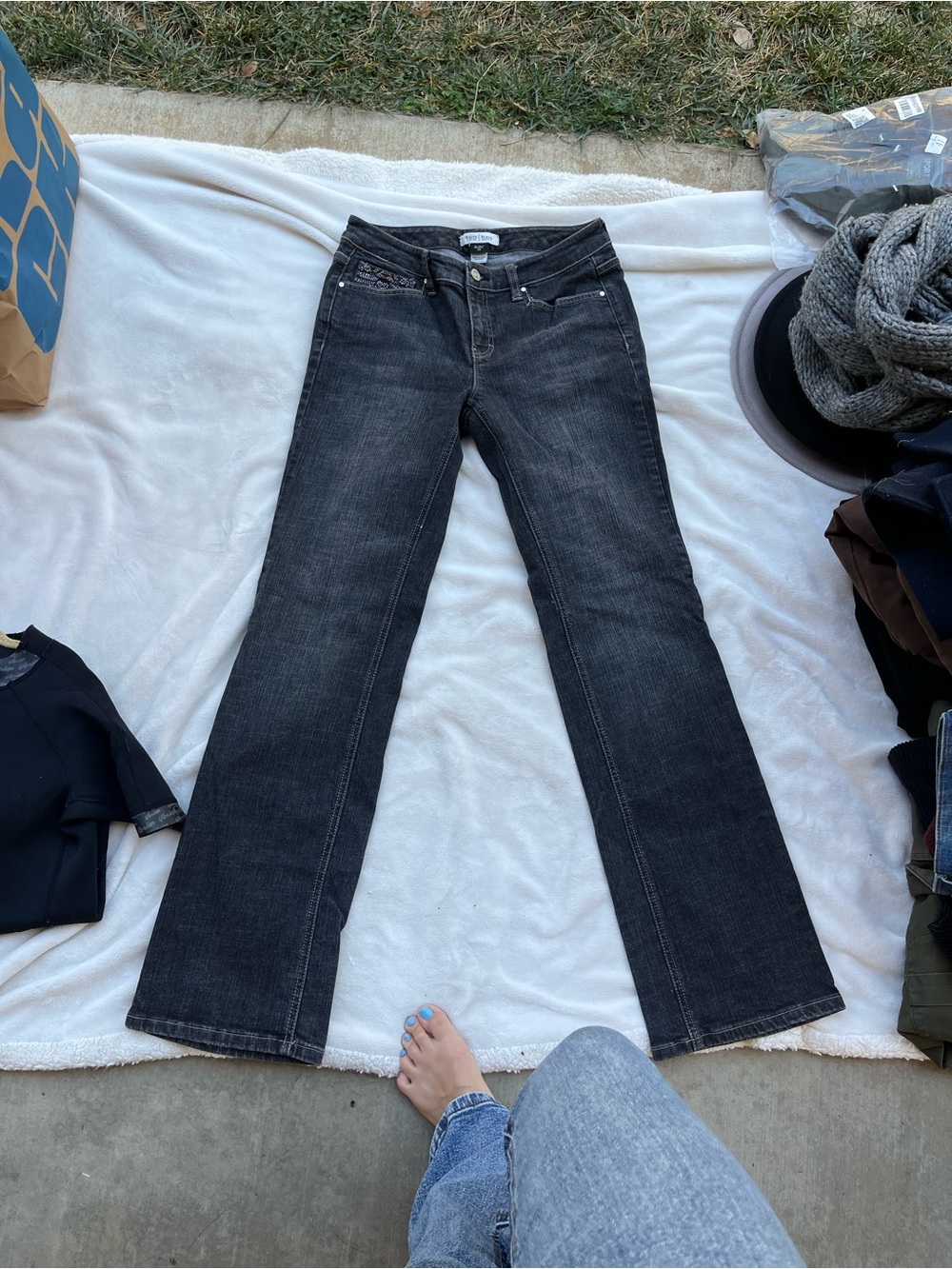 White House Black Market Women's Black Flare Jeans
